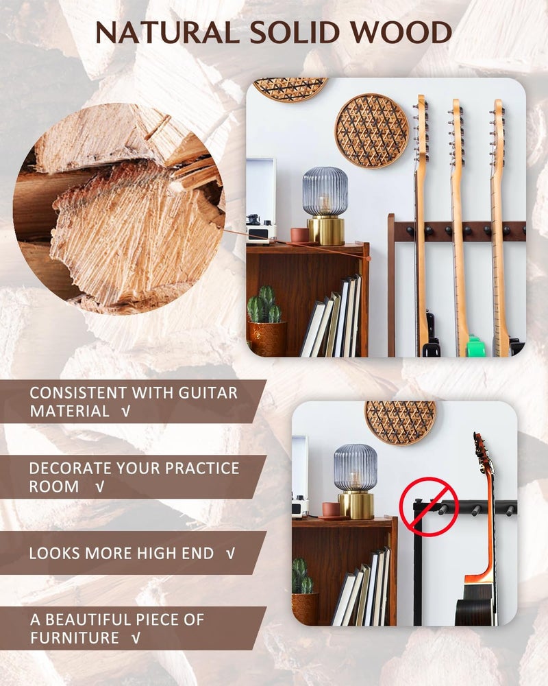 STRICH Guitar Stand for Multiple Guitars, Hardwood Guitar Rack for 8 Electric Guitar Bass, or 5 Acoustic Guitars, Padded Multi Guitar Stand for Home, Studio, SMT-10 (7-Holder) - Image 5